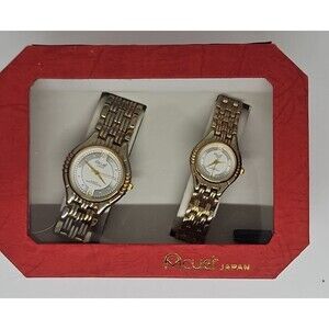 Acuet New Old Stock His and Hers Silver watch Band set